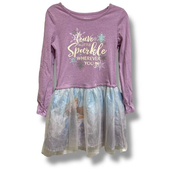 Disney Frozen II Sparkly Dress Anna Elsa Olaf Size 7/8 - Picture 3 of 9